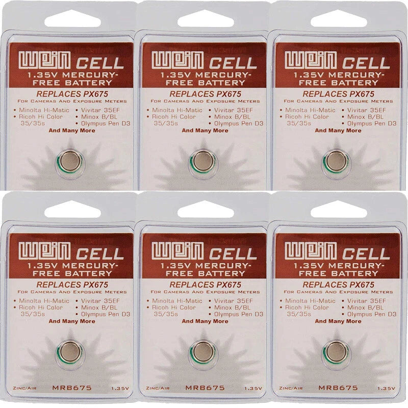 6 Pack Wein Cell PX675 Zinc Air 1.35V Battery