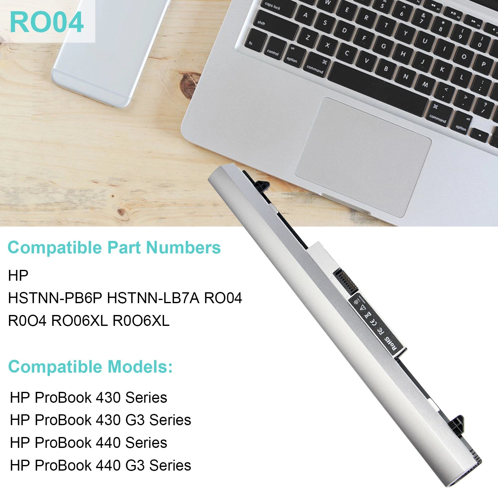Replace Battery RO04 R0O4 For HP ProBook 430 440 430 G3 440 G3 Series HSTNN-LB7
