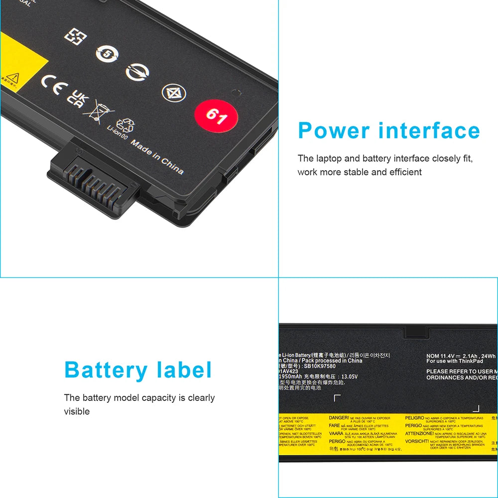 24Wh 01AV452 Battery for Lenovo ThinkPad T470 T570 01AV423 01AV424 01AV425 61++