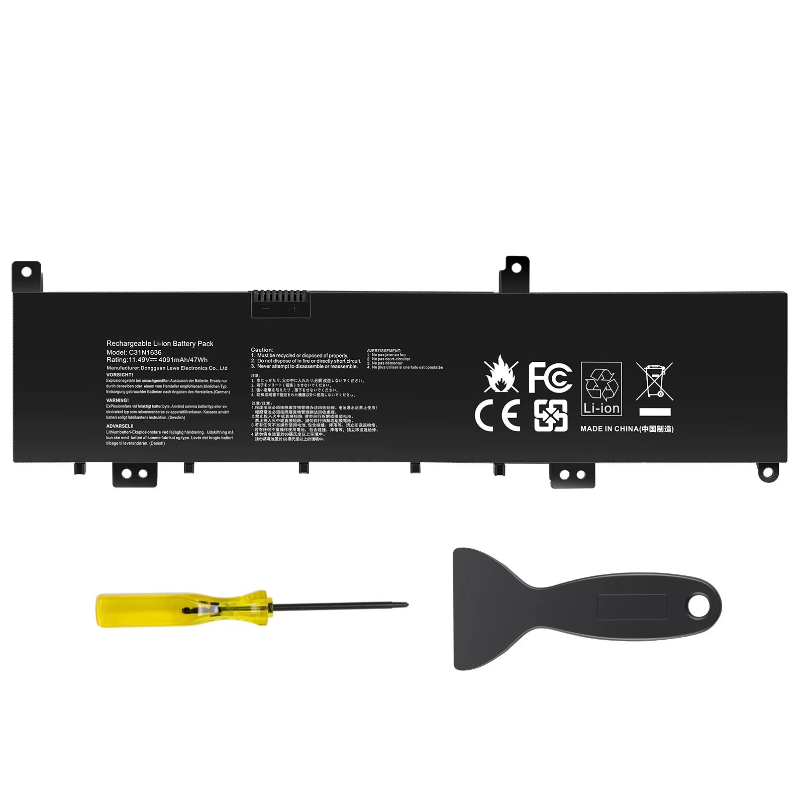Battery For Asus VivoBook Pro N580VN M580VD NX580VD X580VN Series C31N1636 47Wh