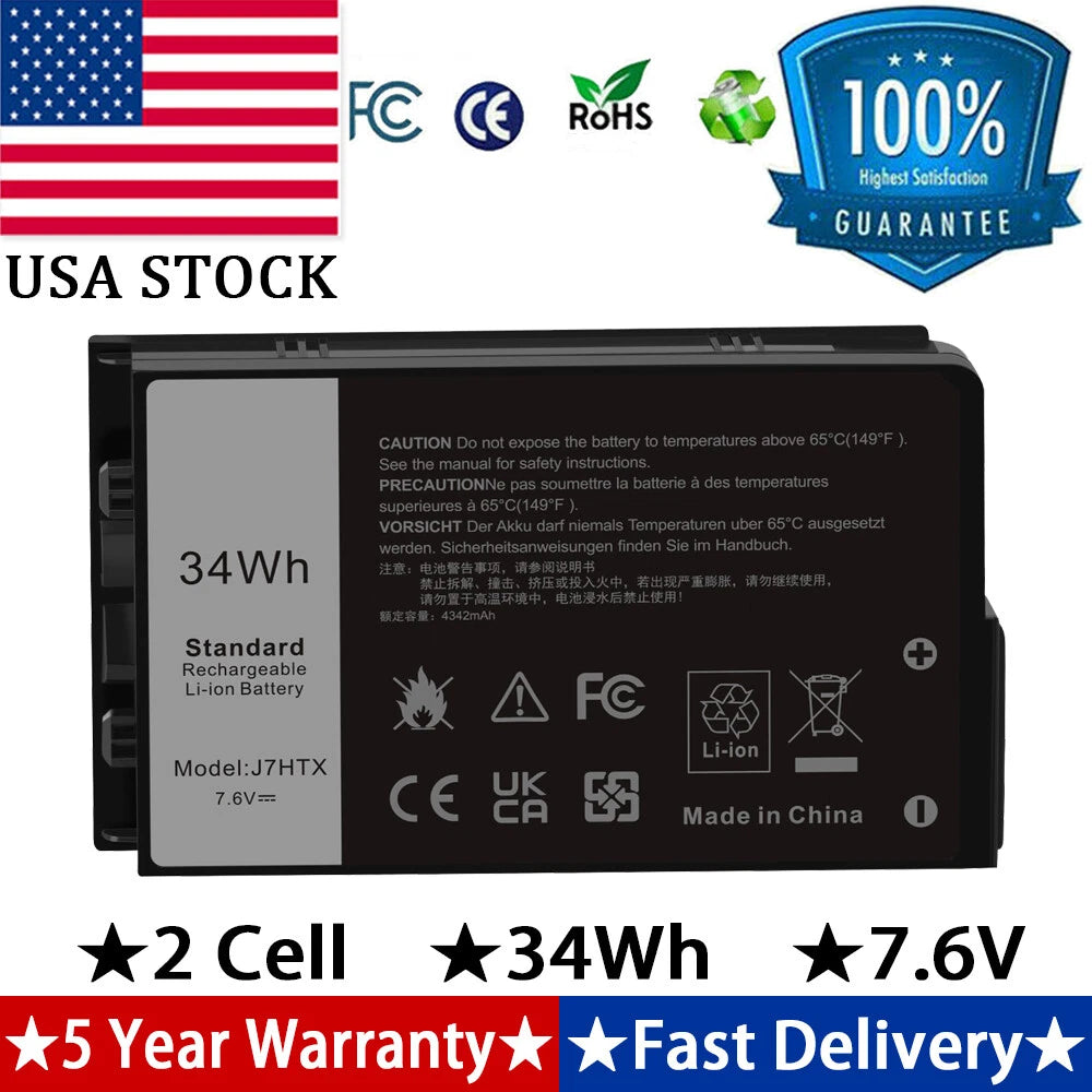 For Dell Latitude 12 7212 Rugged Tablet J7HTX 34Wh Li-Ion Battery- 2JT70