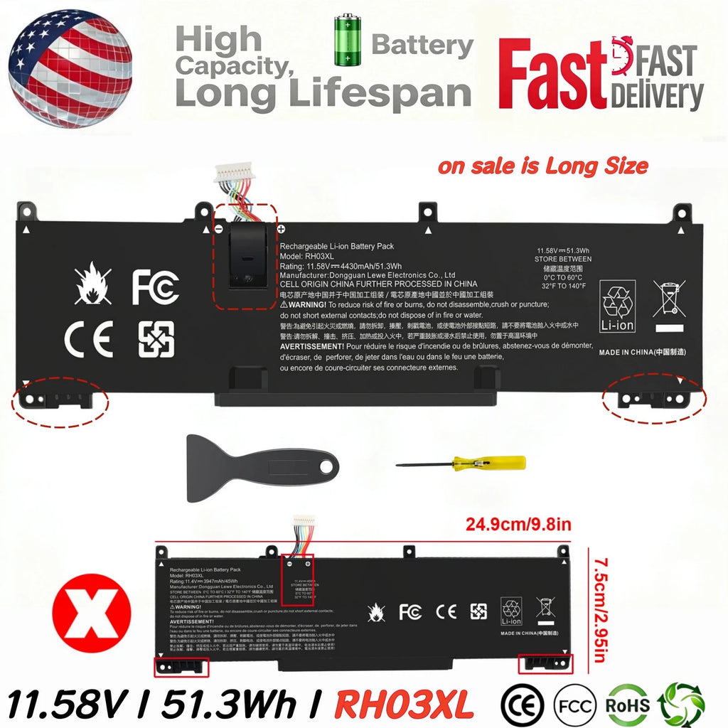 51.3Wh-RH03XL Battery for HP HP EliteBook 600 640 645 650 655 G9 G10 Series