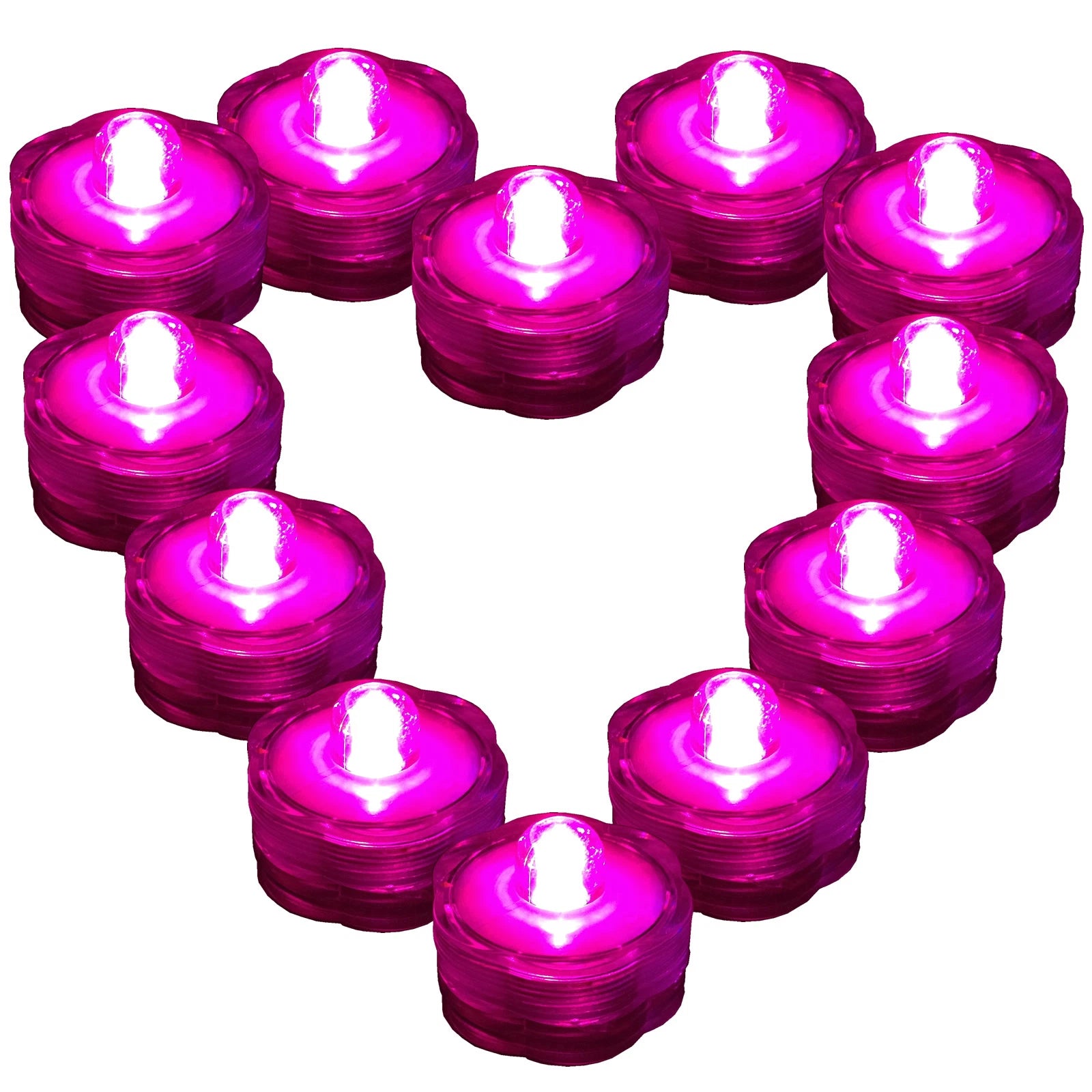 12 Pack PINK Submersible Waterproof Underwater Battery LED Tea Light~Wedding
