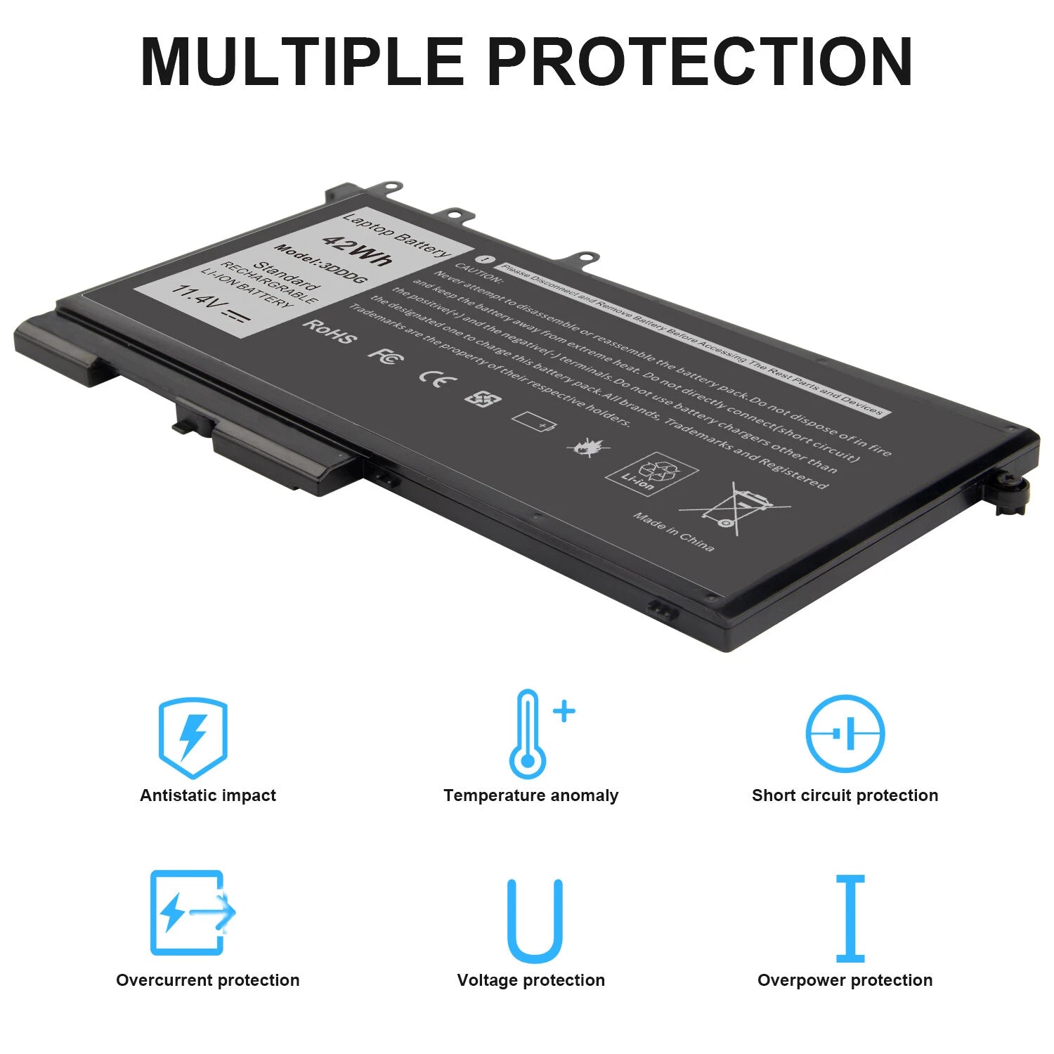 Battery for Dell Latitude E5280 E5480 3DDDG D4CMT 83XPC Precision M3520 M3530