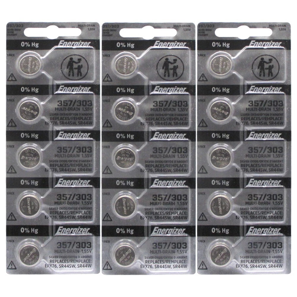 15 Energizer 357 303 EPX76 SR44SW AG13 LR44 D357H 228 J 280-62 SB-B9 Battery