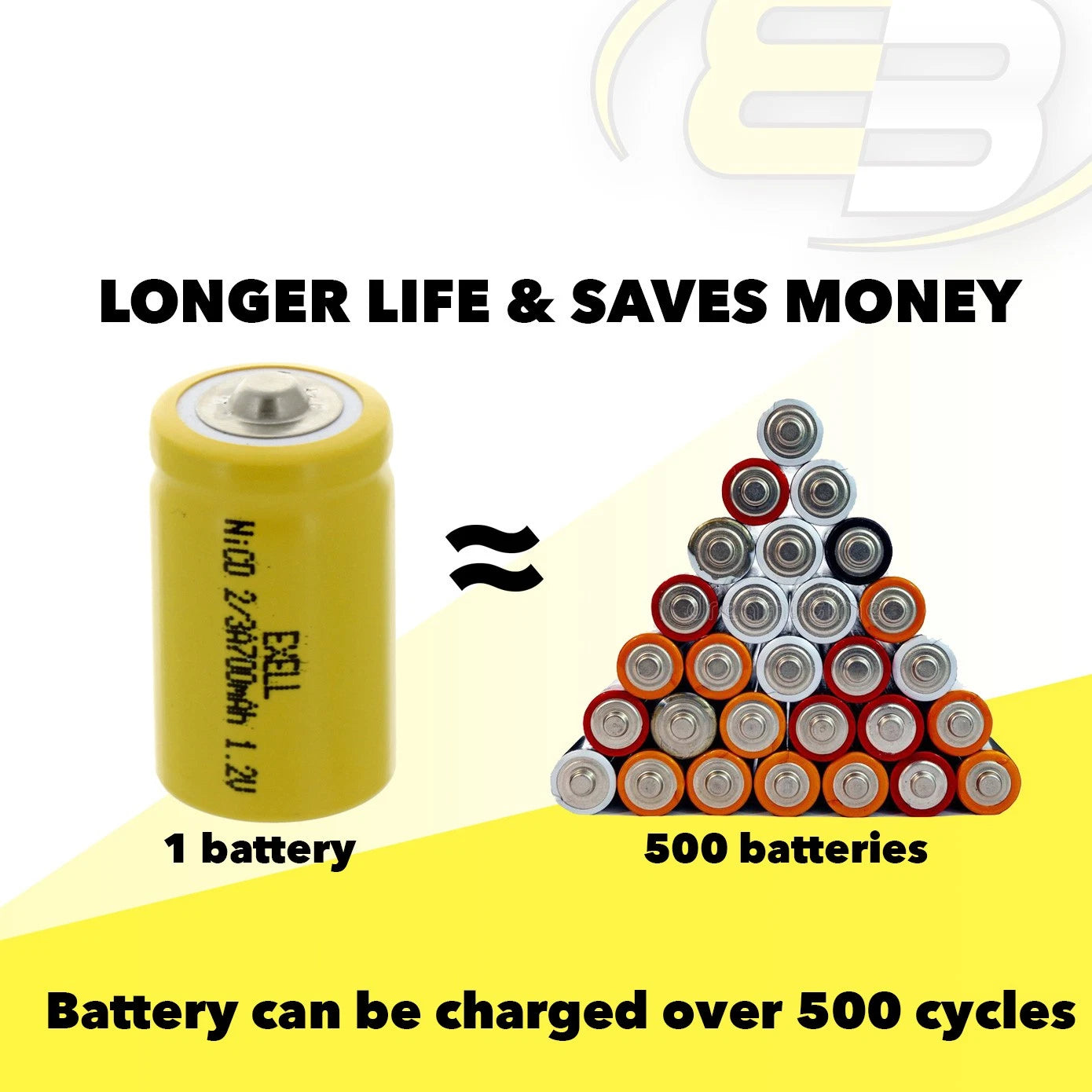 2x Exell 2/3A Size 1.2V 700mAh NiCD Button Top Rechargeable Batteries USA SHIP