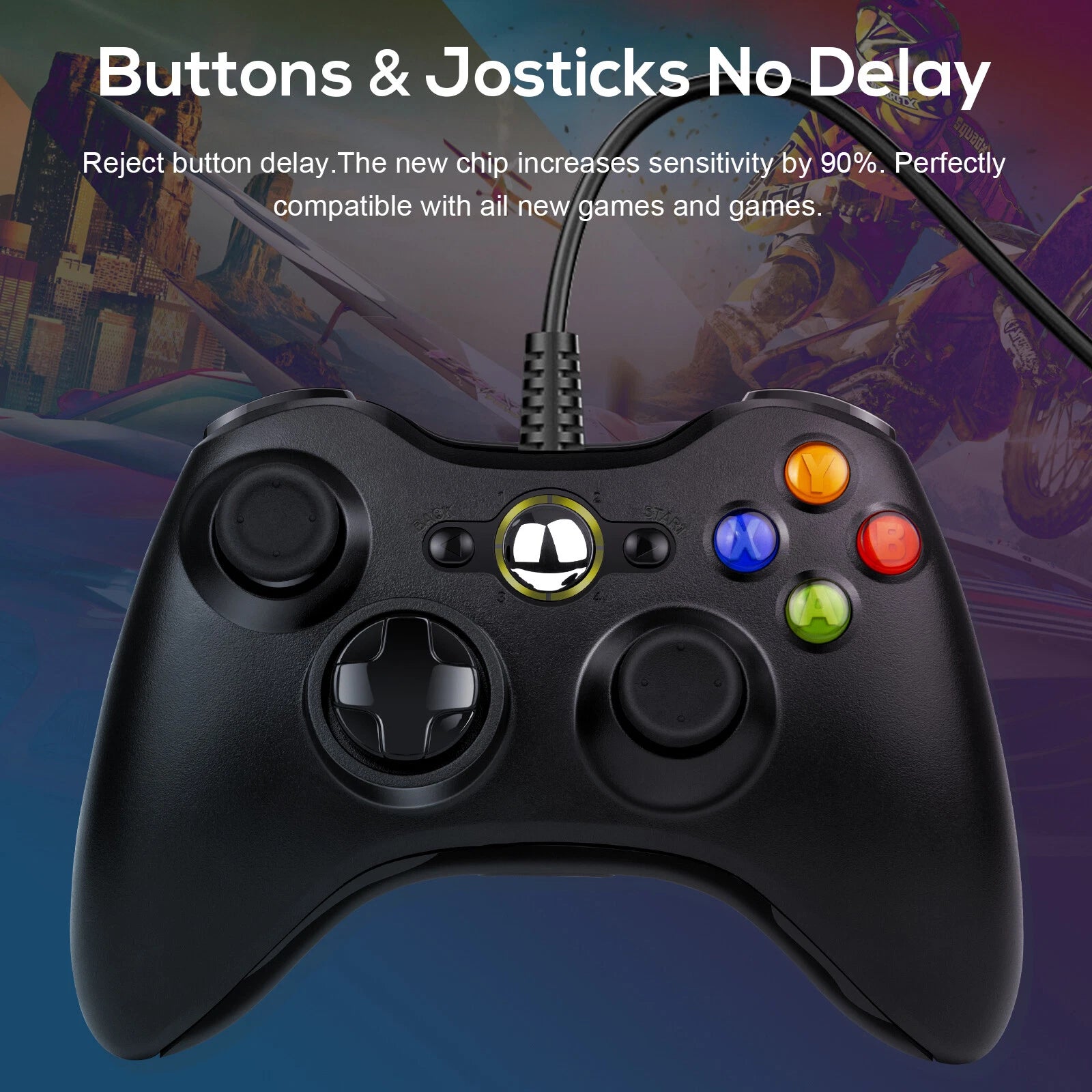 USB Wired Controller For Microsoft Xbox 360/Slim Gamepad PC Windows 7 8 10 11