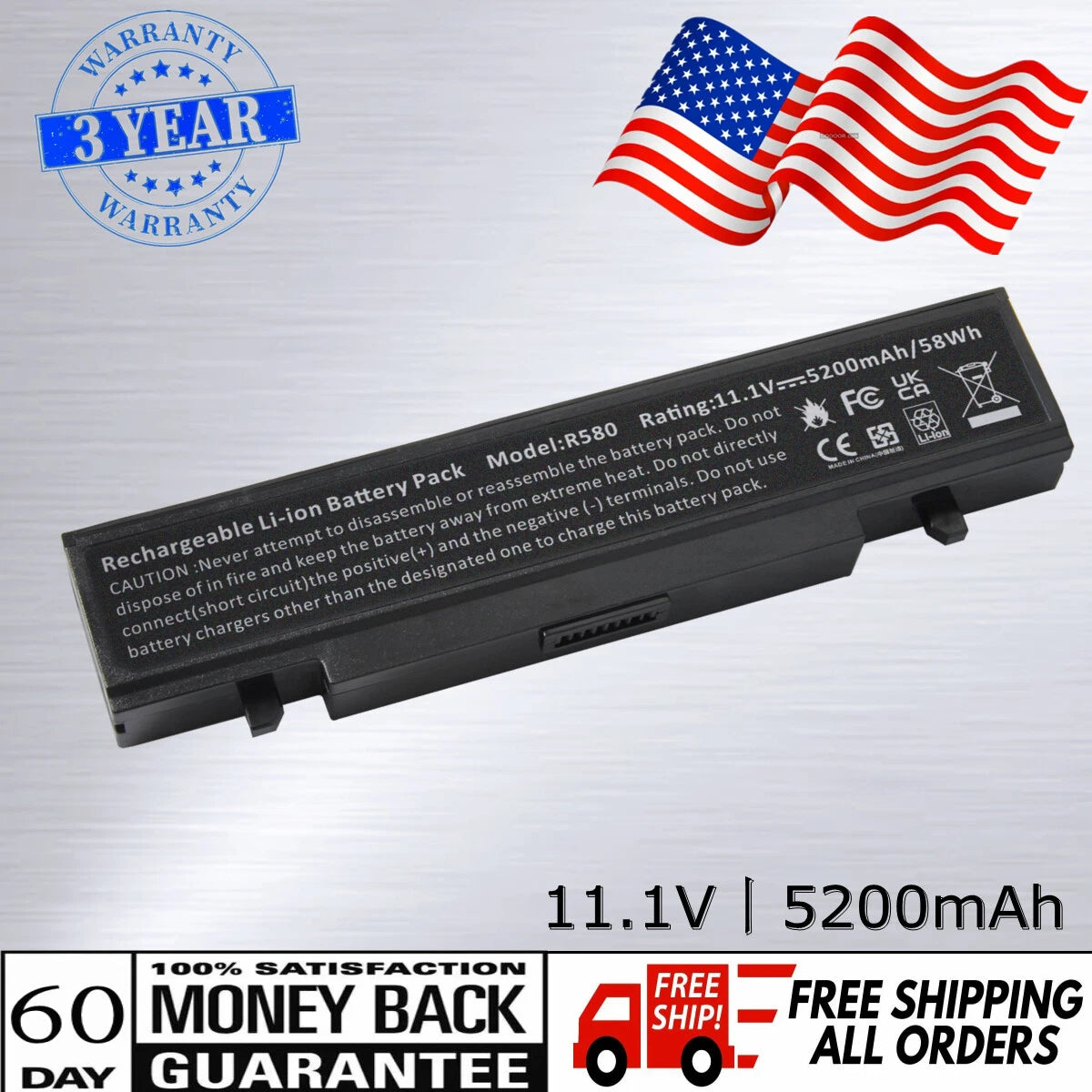 6 Cell Battery for Samsung AA-PB9NC6B AA-PB9NS6B R519 R428 R580 R780 R730 RV511