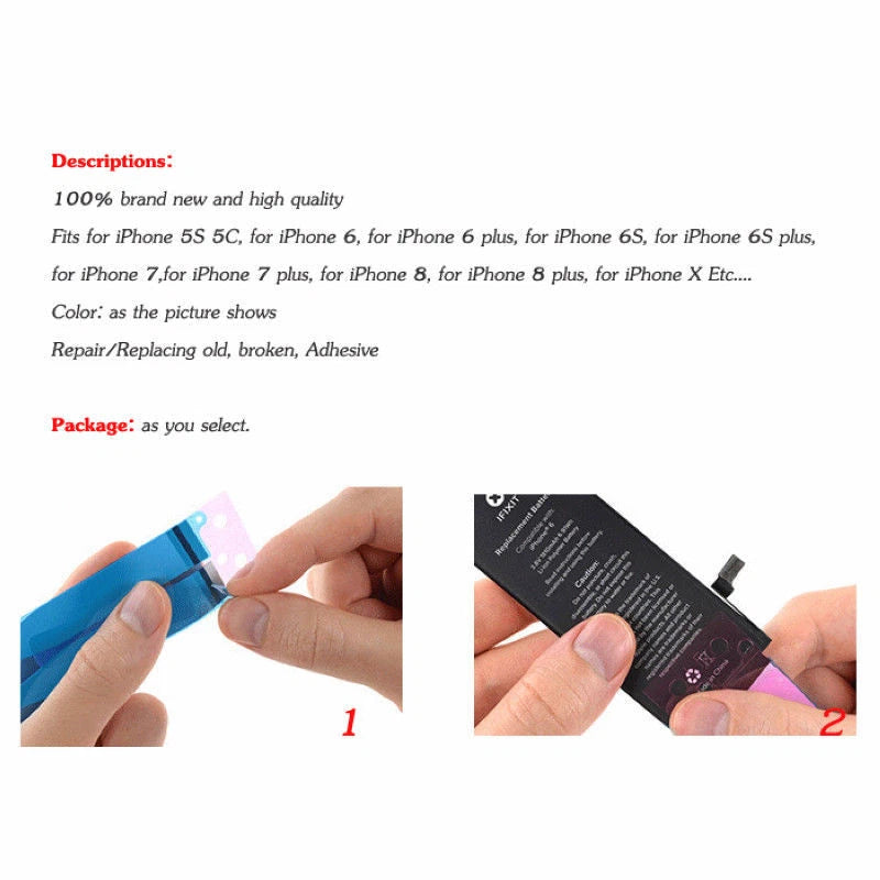 New Battery Adhesive Tape Sticker Glue For iPhone 5 5C 5S SE 6 6S 7 8 Plus X LOT