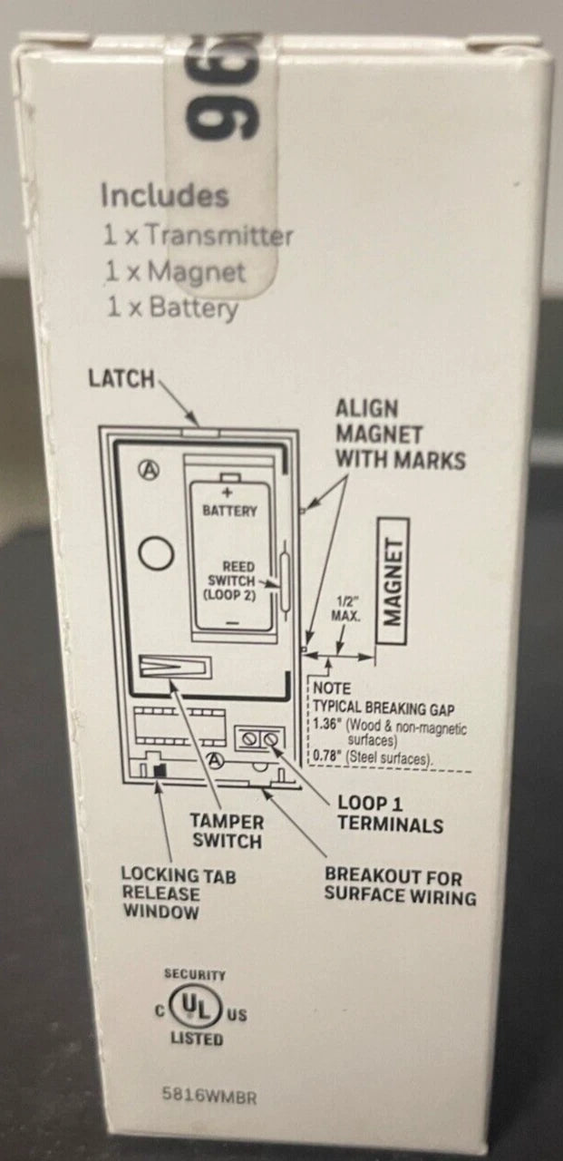 Brand New Honeywell 5816WMBR Wireless Door/Window w/ Magnets, Battery Brown