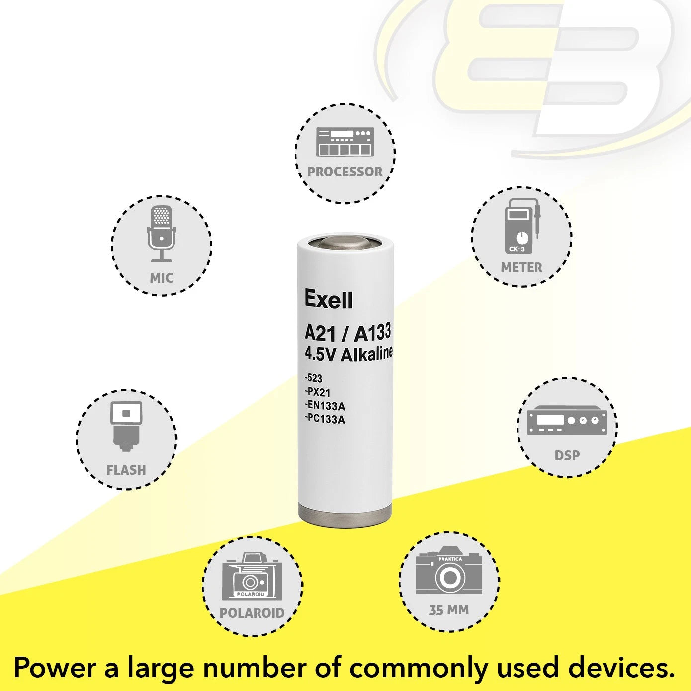 Exell Battery A21PX Battery NEDA ANSI 1306M Eveready E133 Varta 523BP