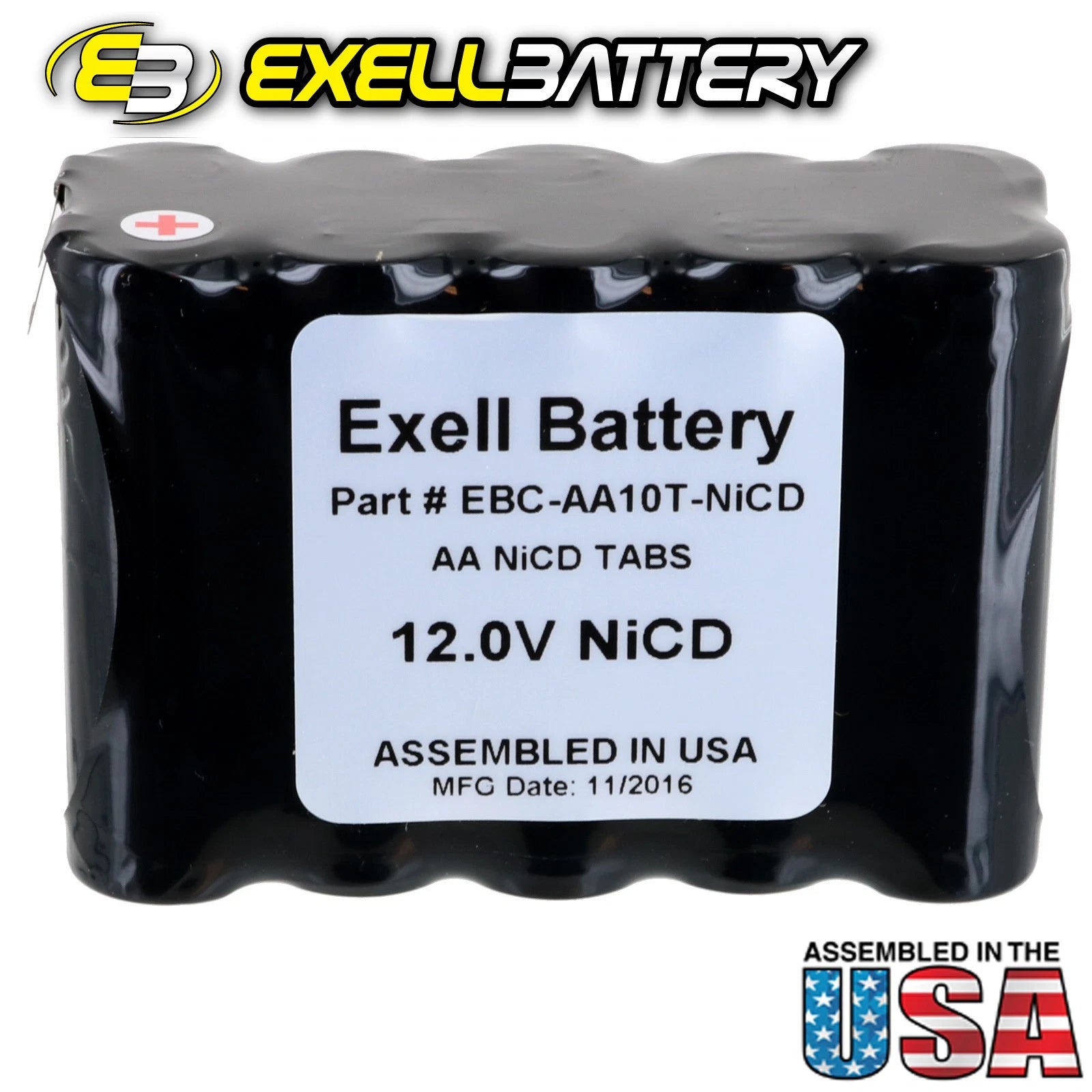 Exell 12 V 1000 mAh (10xAA) NiCd Battery Pack w/ Tabs