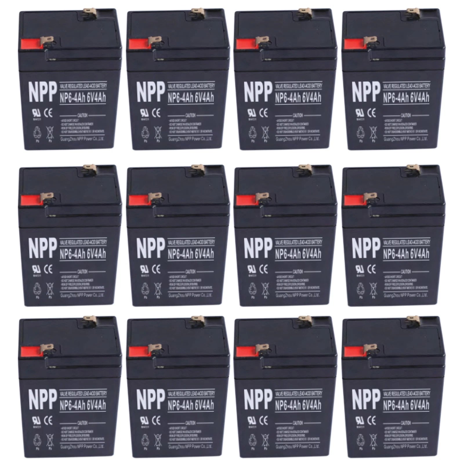 12PC NPP NP6-4Ah 6V 4Ah AGM VRLA General Series Battery