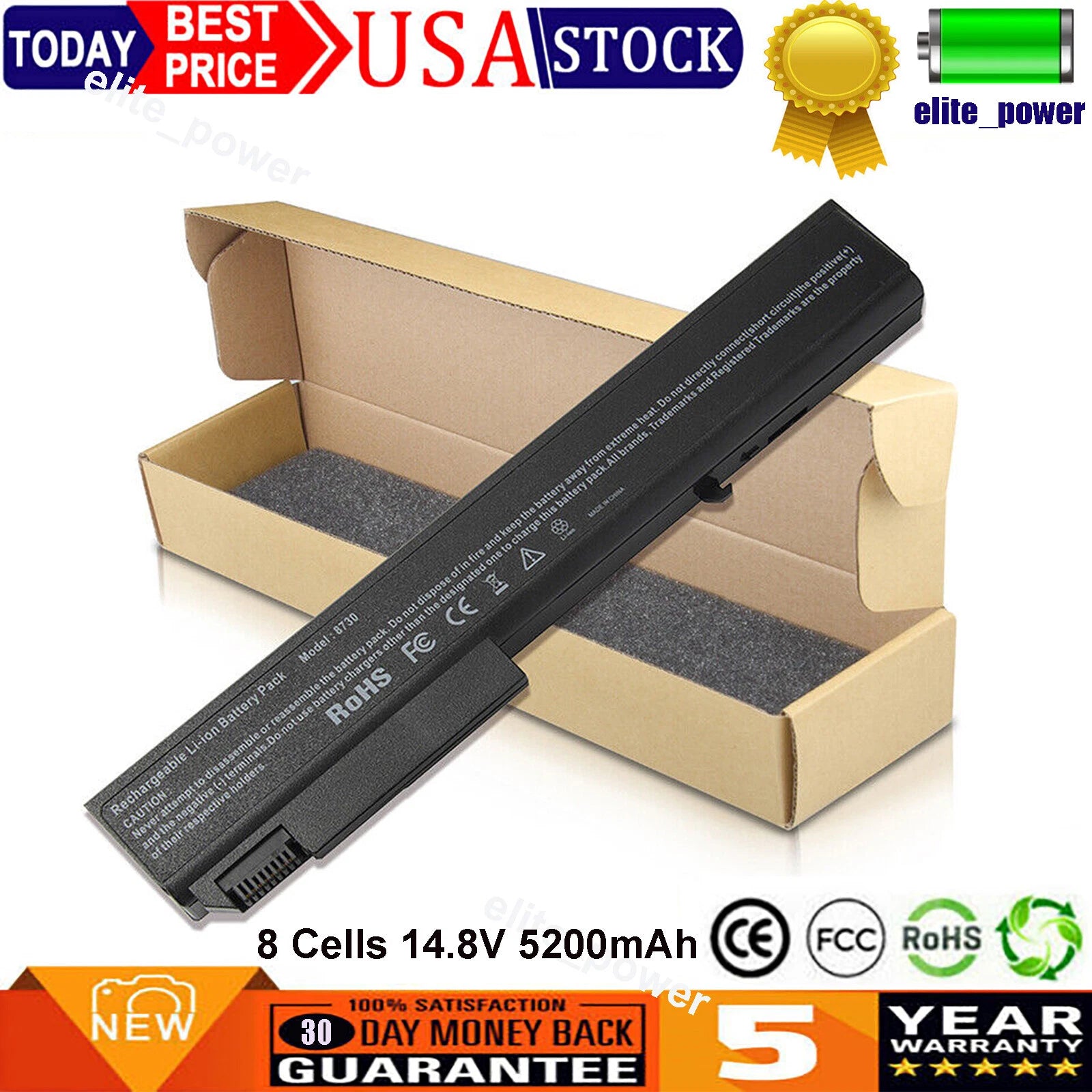 8 Cells Battery for HP EliteBook 8530p 8540p 8730p 6545b 8530w 8540w 8730w 8740w