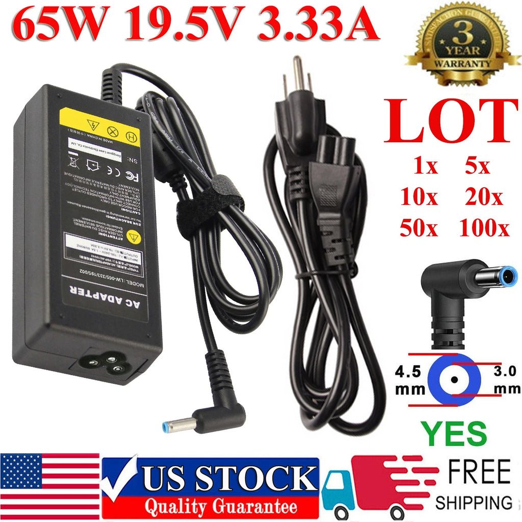 LOT 65W For HP Laptop Charger AC Power Adapter 740015-002 741727-001 19.5V+Plug