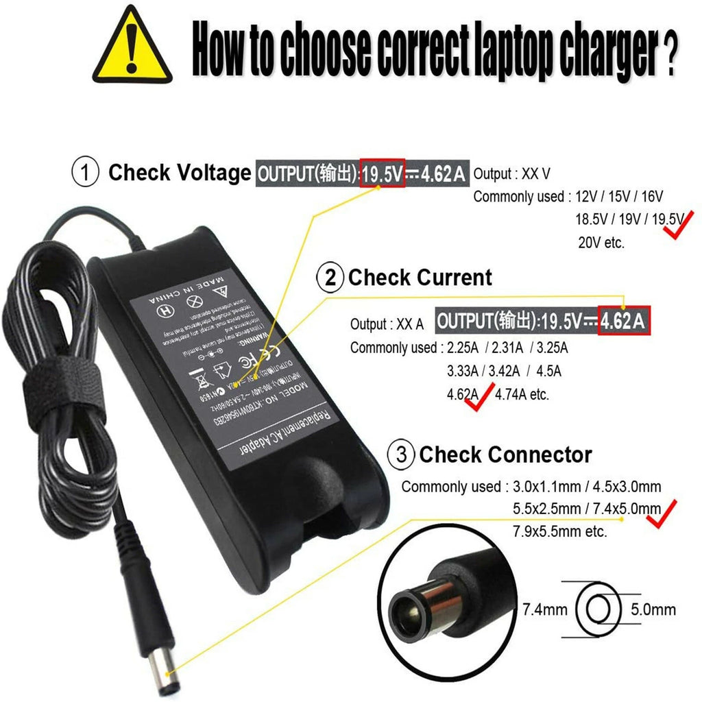 19.5V 4.62A 90W 7.4mm For DELL PA10 Laptop Adapter Charger Latitude D620 D630