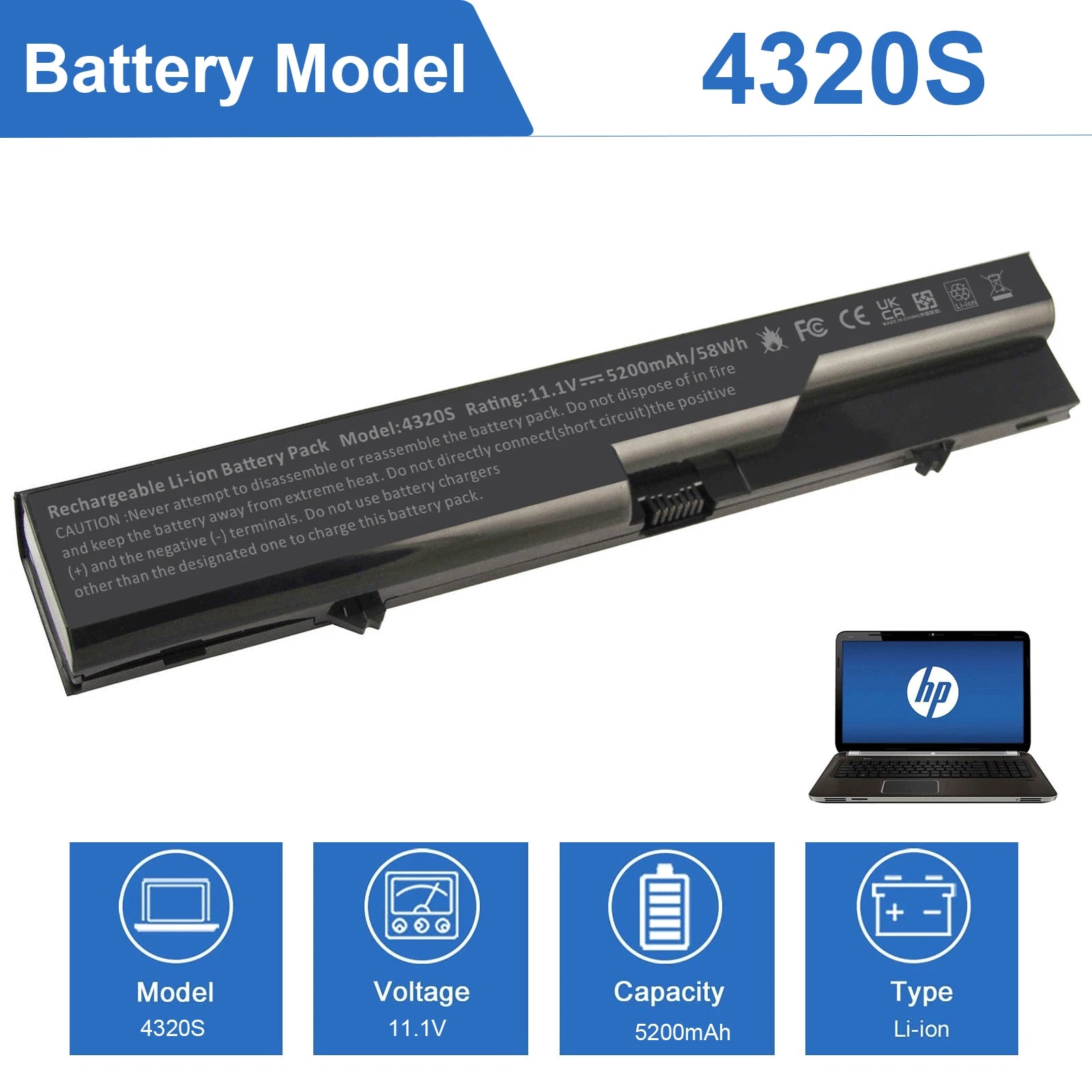 4320S Battery For HP ProBook 4321S 4325S 4326S 4420S 4520S JN04 PH06 PH09 5200mA
