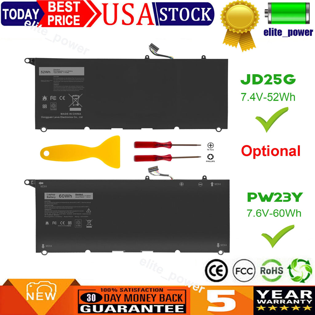 PW23Y/JD25G Battery For Dell XPS 13 9343 9350 9360 Series P54G P54G001 Laptop
