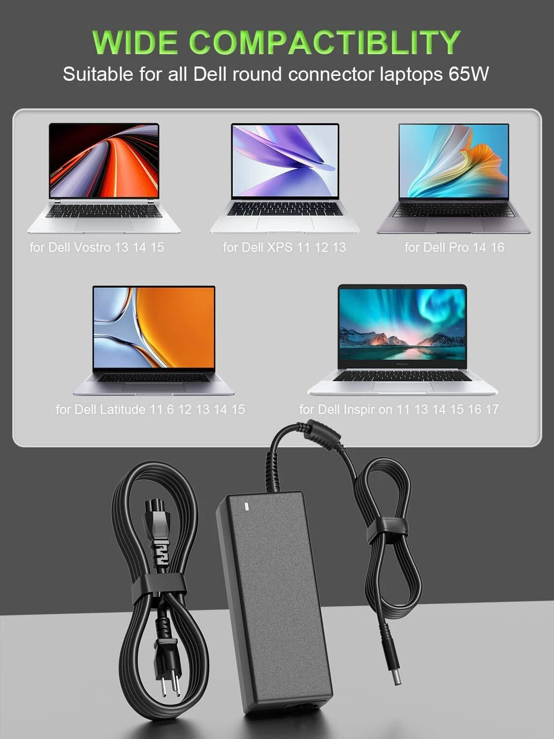 65W Charger Power Supply For Dell Latitude 3510 3520 3310 3440 3420 3540 3500