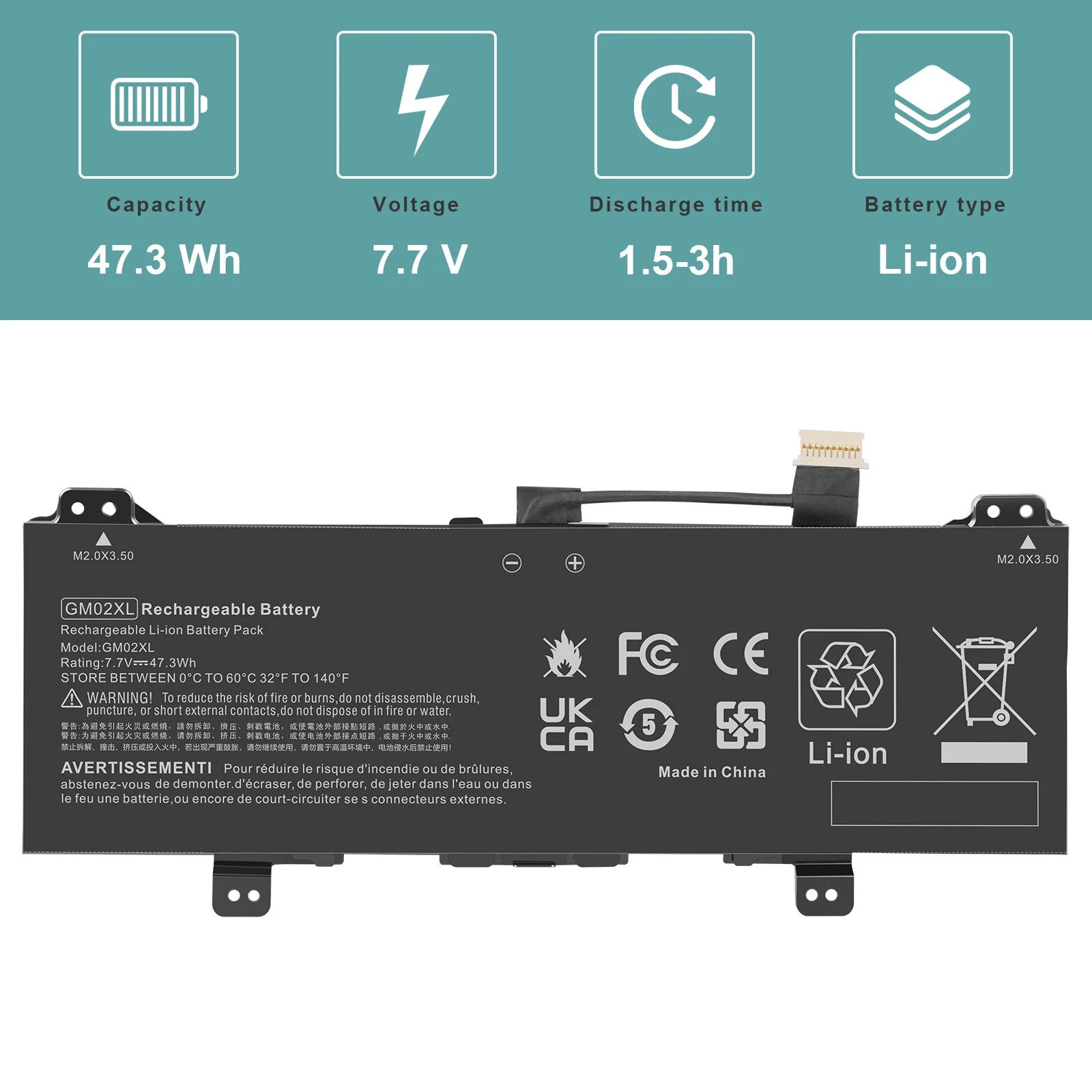 GM02XL Battery for HP Chromebook 14-CA061DX 917679-271 HSTNN-DB7X 917725-855 US