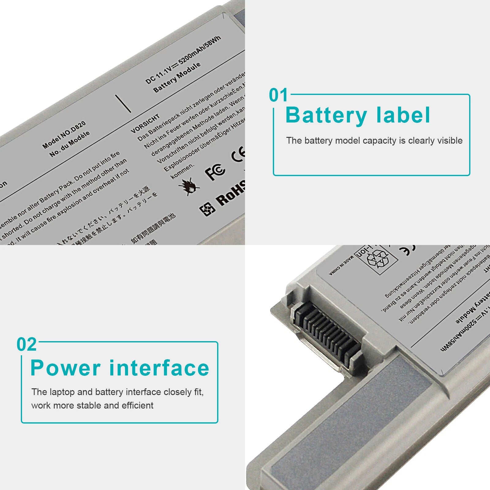 Battery For Dell Latitude D531 D531N D820 D830 /Precision M65 M4300 CF623 DF192