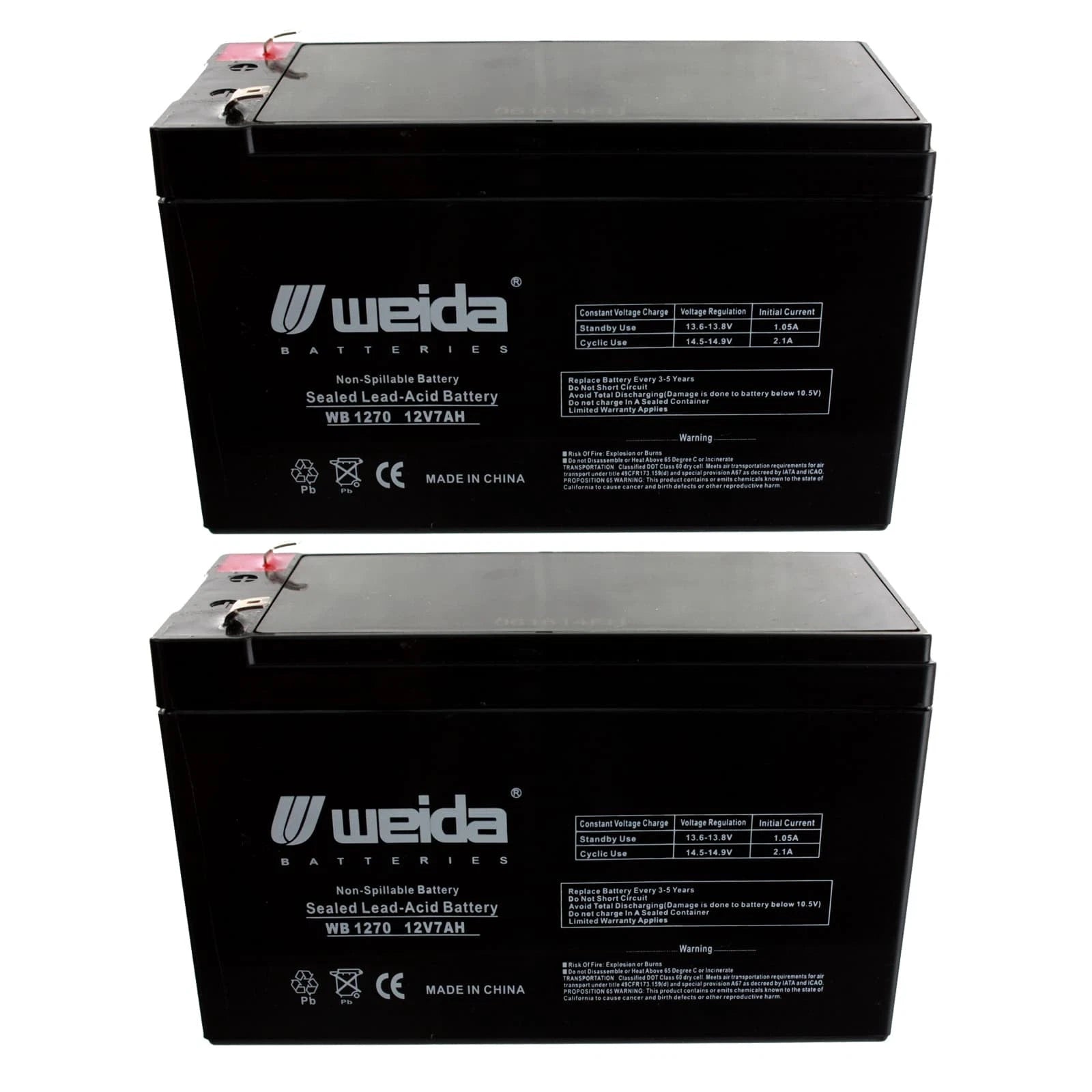 NEW 2pc 12V 7Ah SLA Battery WB1270F1 For UB1270, WKA12-7F, PS1270