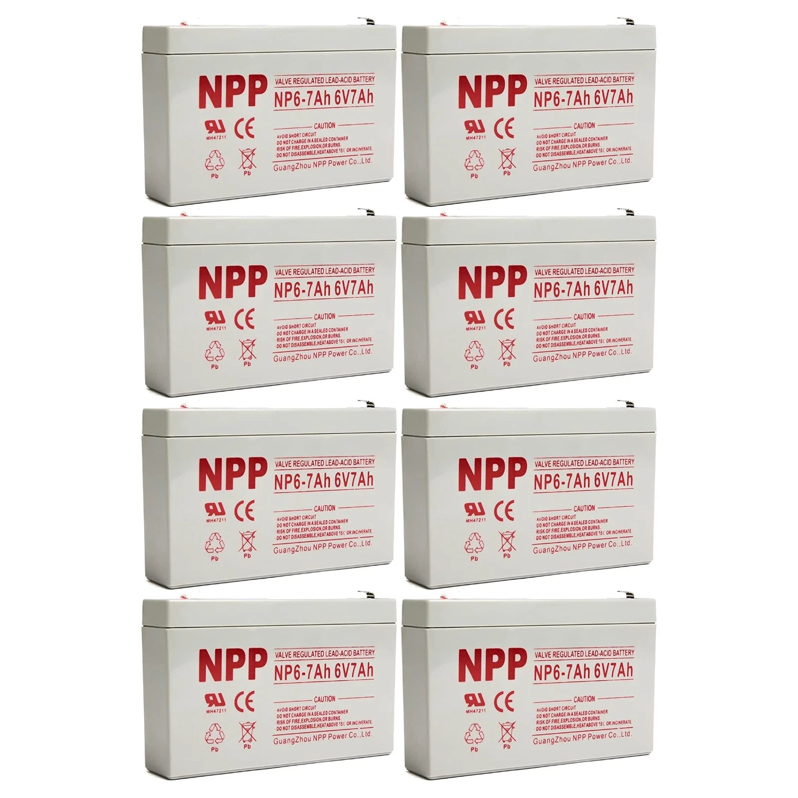 8PC NPP NP6-7Ah 6V 7Ah AGM VRLA General Series Battery