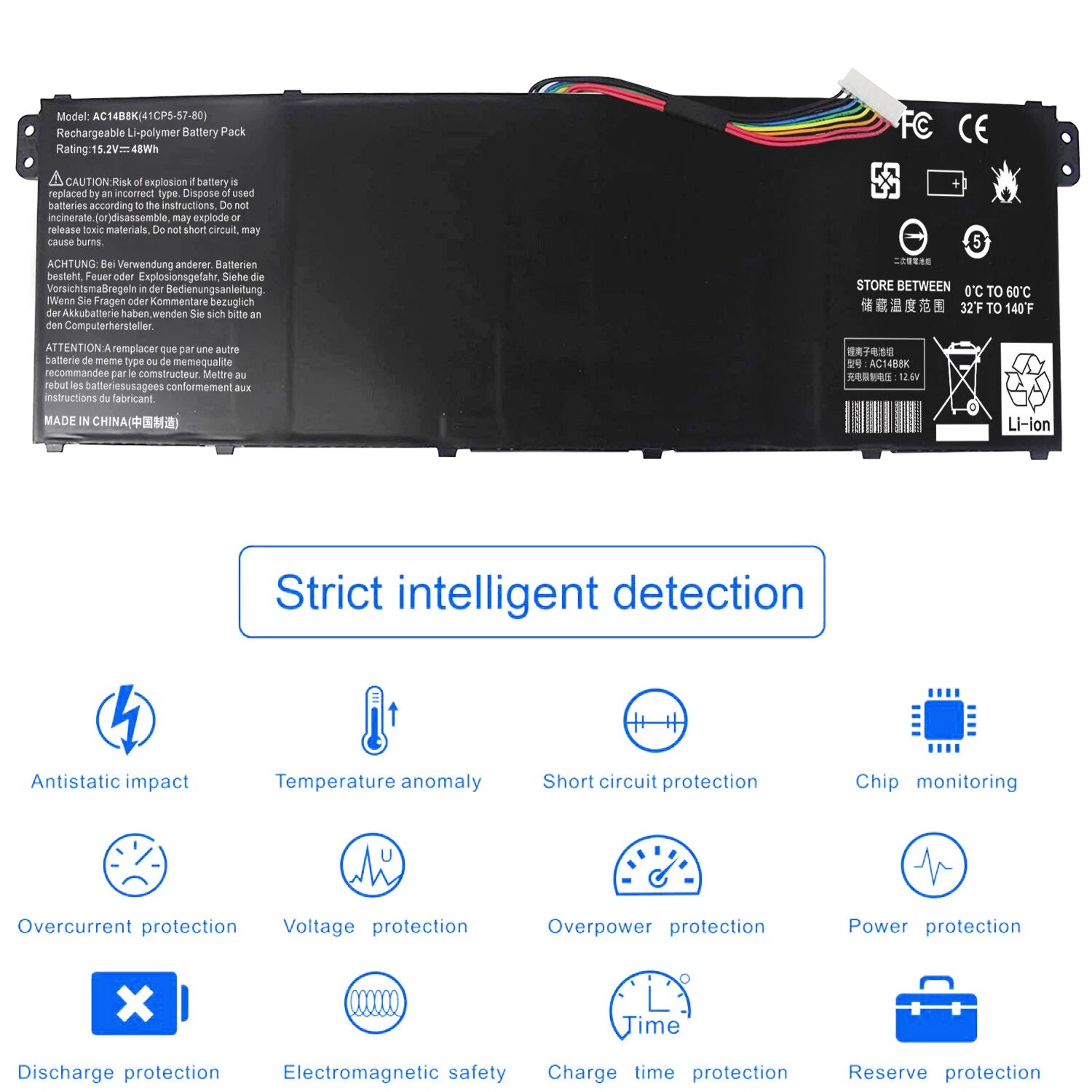 48Wh AC14B8K Battery for Acer Chromebook CB5-311 CB3-531 CB5-571 4ICP5/57/80