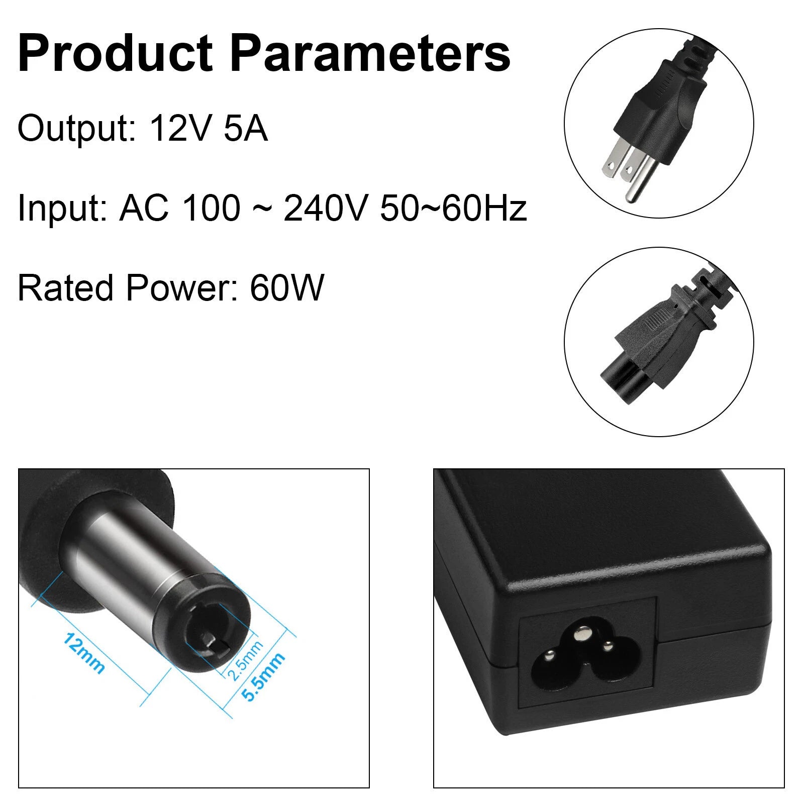 12V 5A AC Power Supply Cord Adapter for iMax B5 B6 LiPo Balance Battery Charger