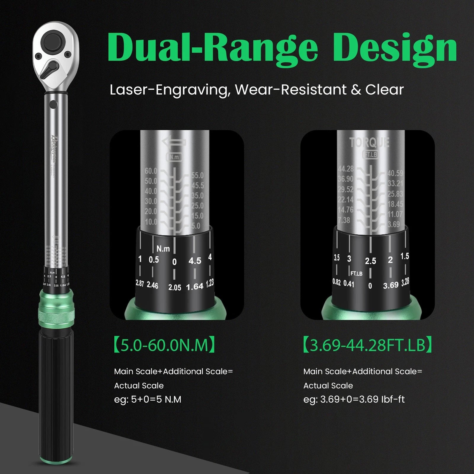 Bike Torque Wrench Set, 3/8 Inch Drive Torque Wrench 5-60N.m Bicycle Tool Kit