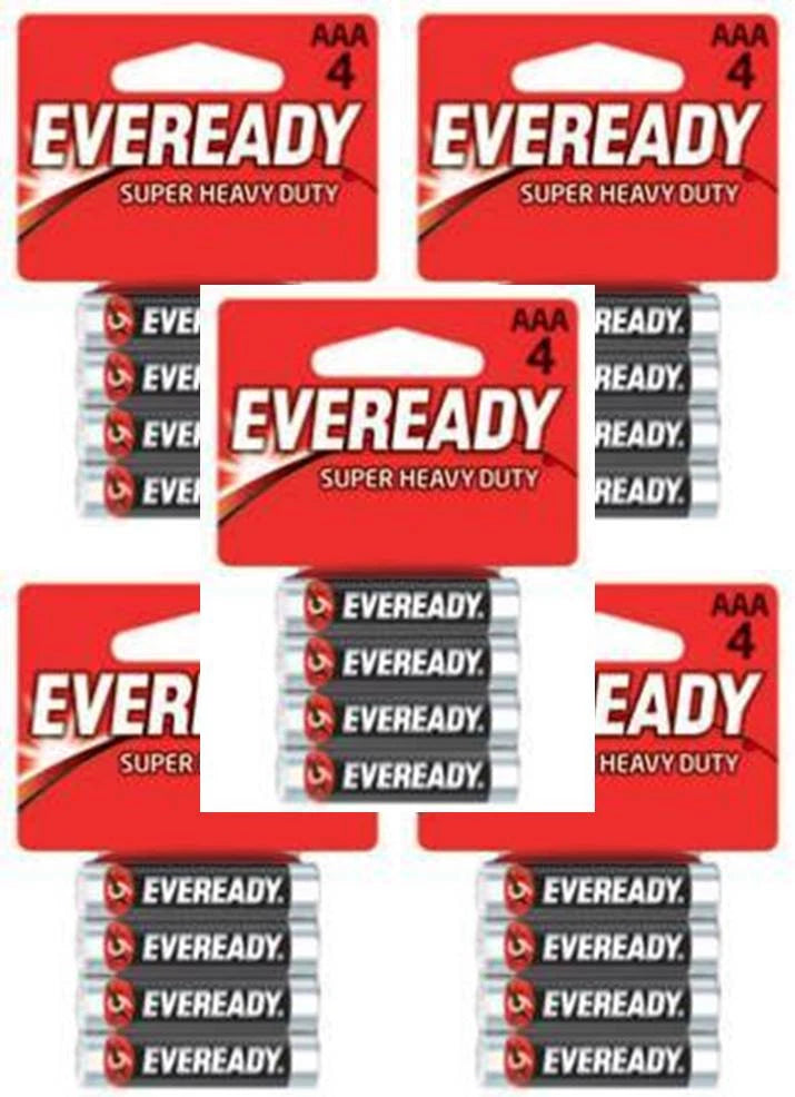 20 x Energizer Eveready Super Heavy Duty AAA Batteries (5 x 4)