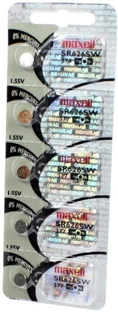 5 Maxell SR626SW 377 Silver Oxide Watch Batteries