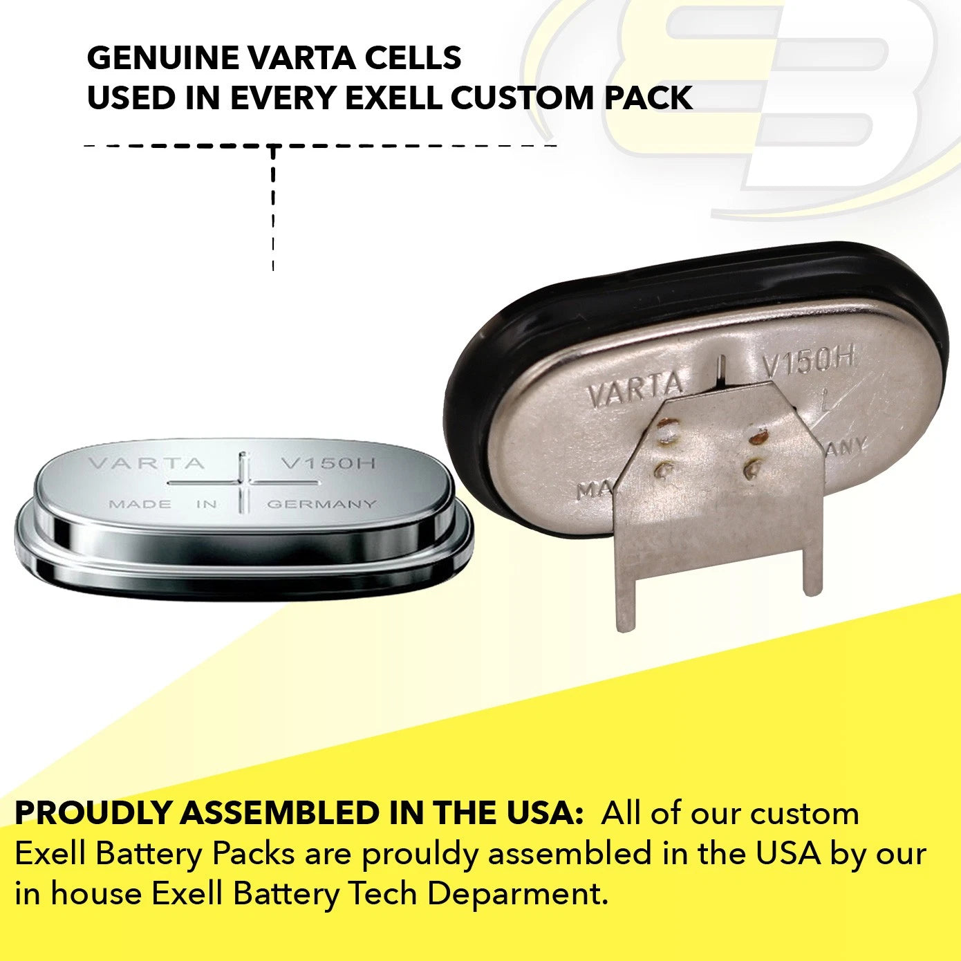 2x Exell 1/V150H-3P 1.2V 150mAh NiMH Button Cell 3-PIN Battery 55615101501