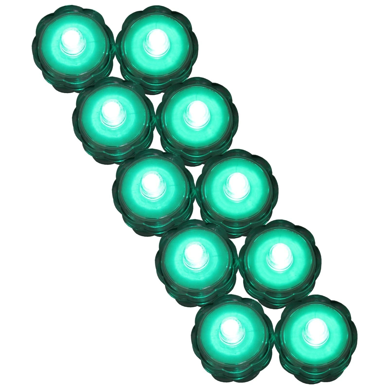 Submersible Waterproof Battery LED Tea Light Wedding Decoration Turquoise 10 Pcs