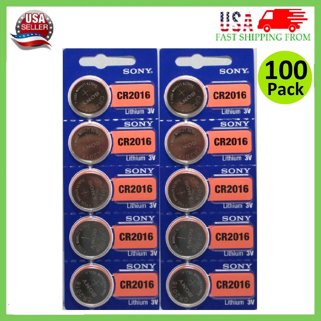 100 x Murata CR2016 Battery 3V Lithium Coin Cell 100 Count Replaces Sony CR2016