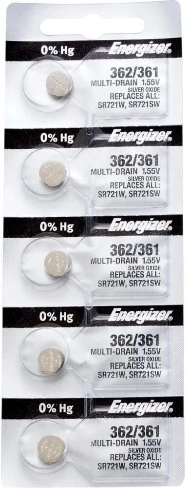 Energizer 362-361 1.55v #362/361 Low-Drain Battery (SR721SW), 5 Count (Pack...