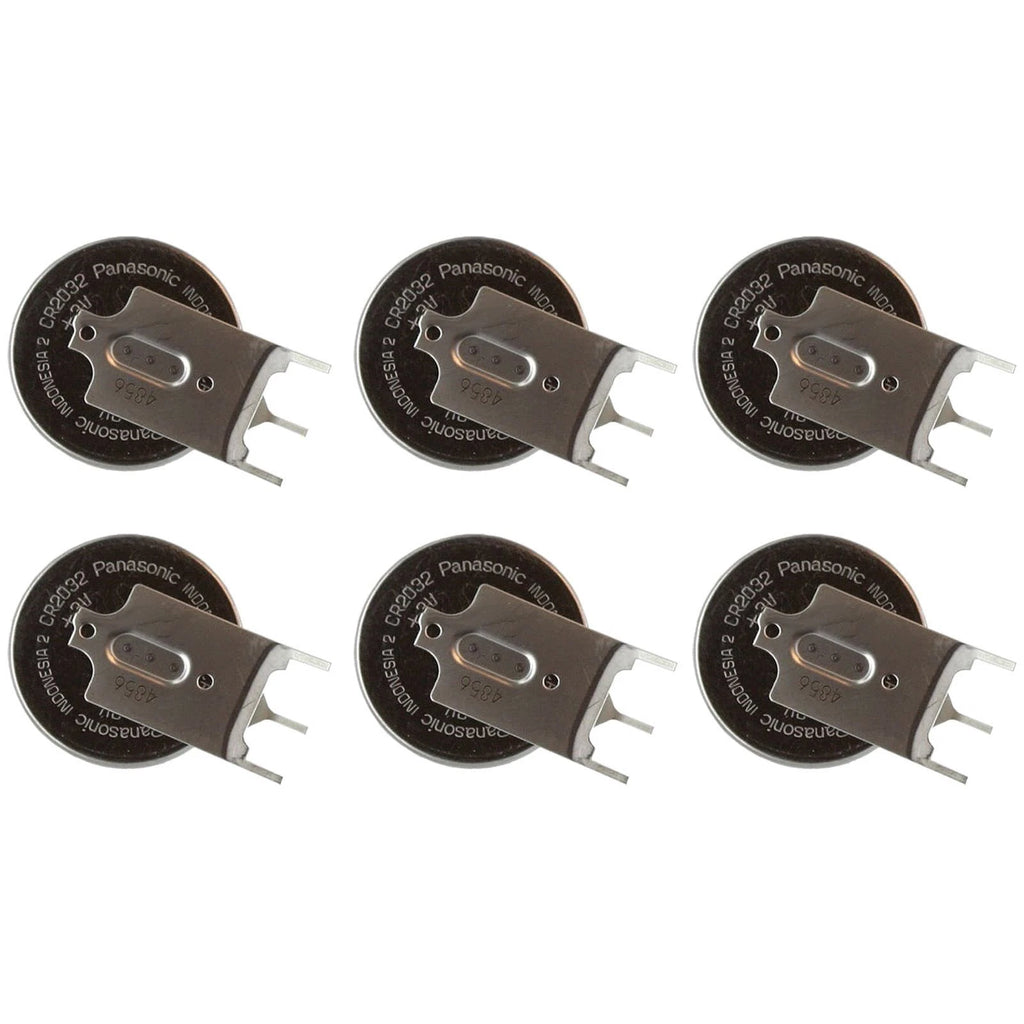 6x CR-2032/GVN 3V Lithium Coin Battery Horz 3 Pins Tab System Power