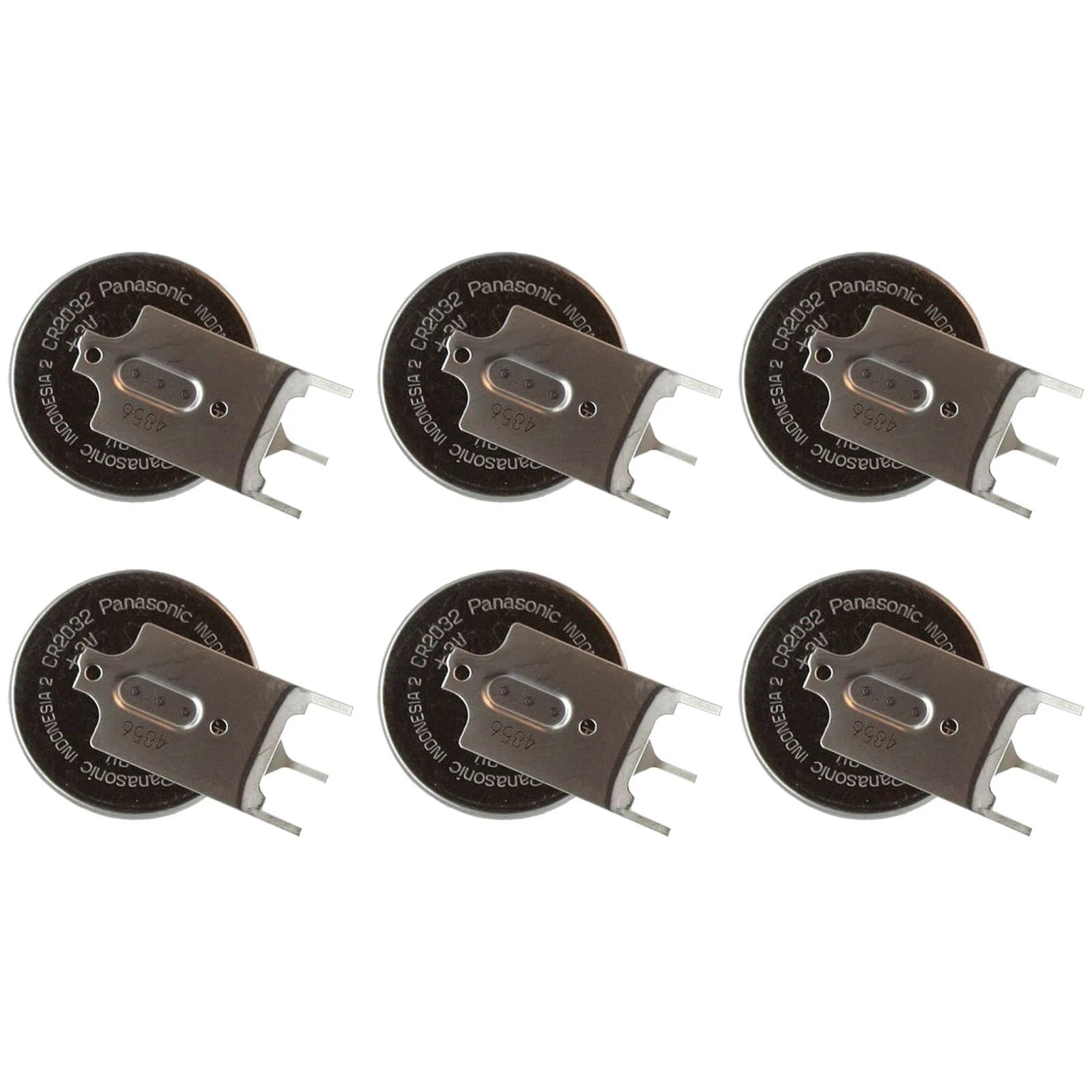 6x CR-2032/GVN 3V Lithium Coin Battery Horz 3 Pins Tab System Power