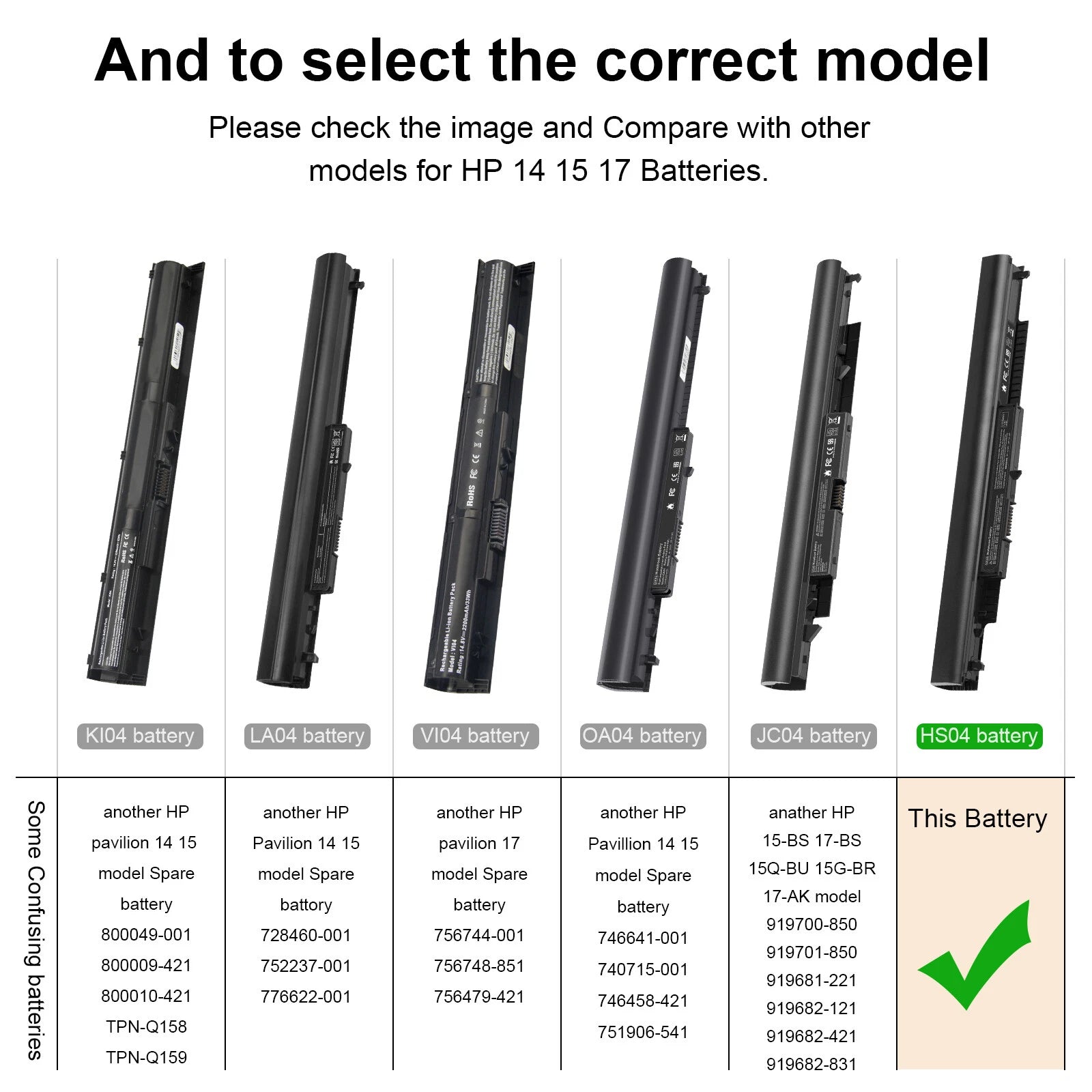 for HP HS04 HS03 807956-001 807957-001 807612-421 807611-421 HSTNN-LB6U Battery