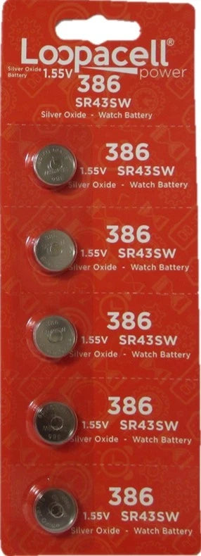 5 386 / 301 Loopacell Watch Batteries SR43SW SR43W