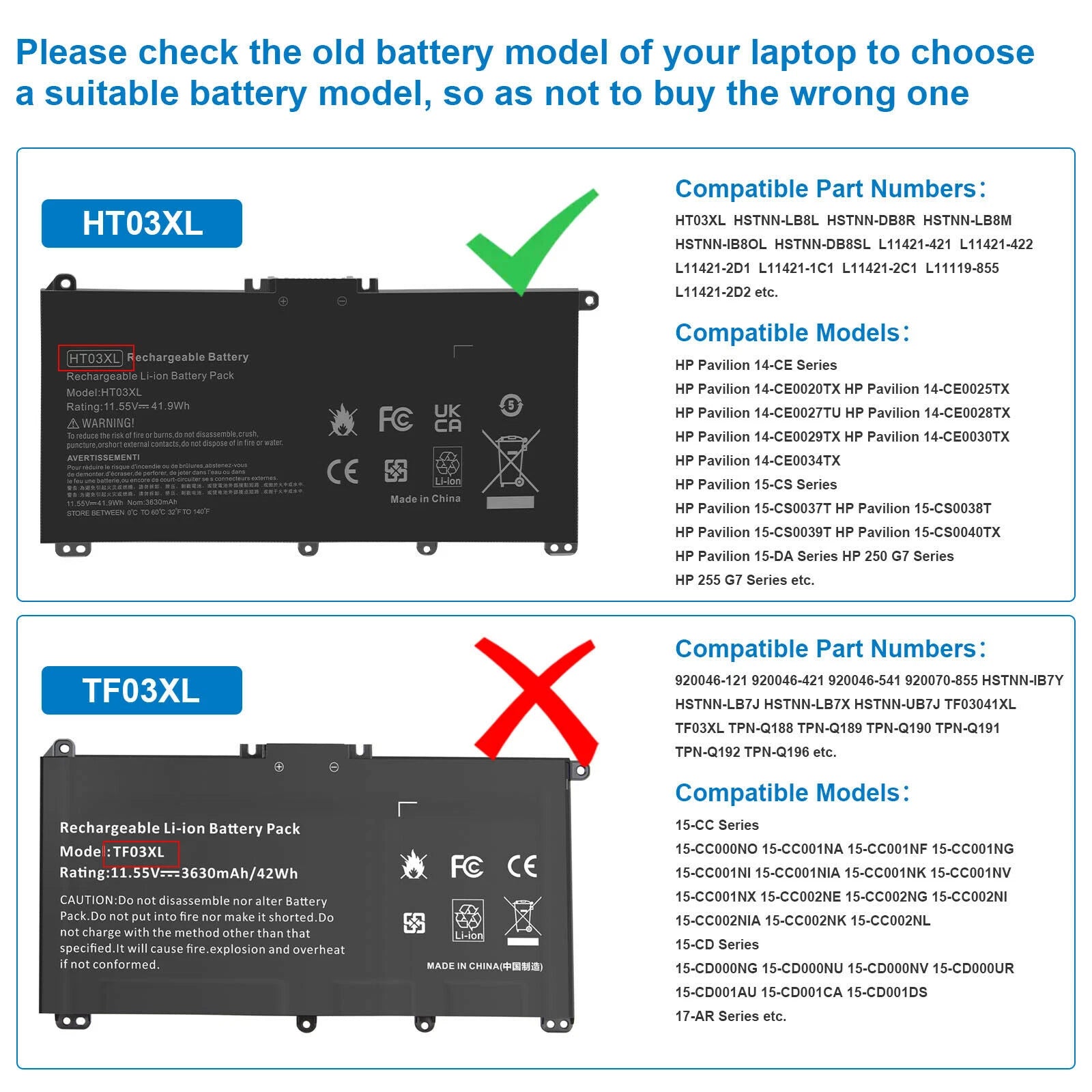 Battery For HP Pavilion 15-DA0032WM 15-DA0033WM 15-DA0073MS 15-DA0012DX Laptop