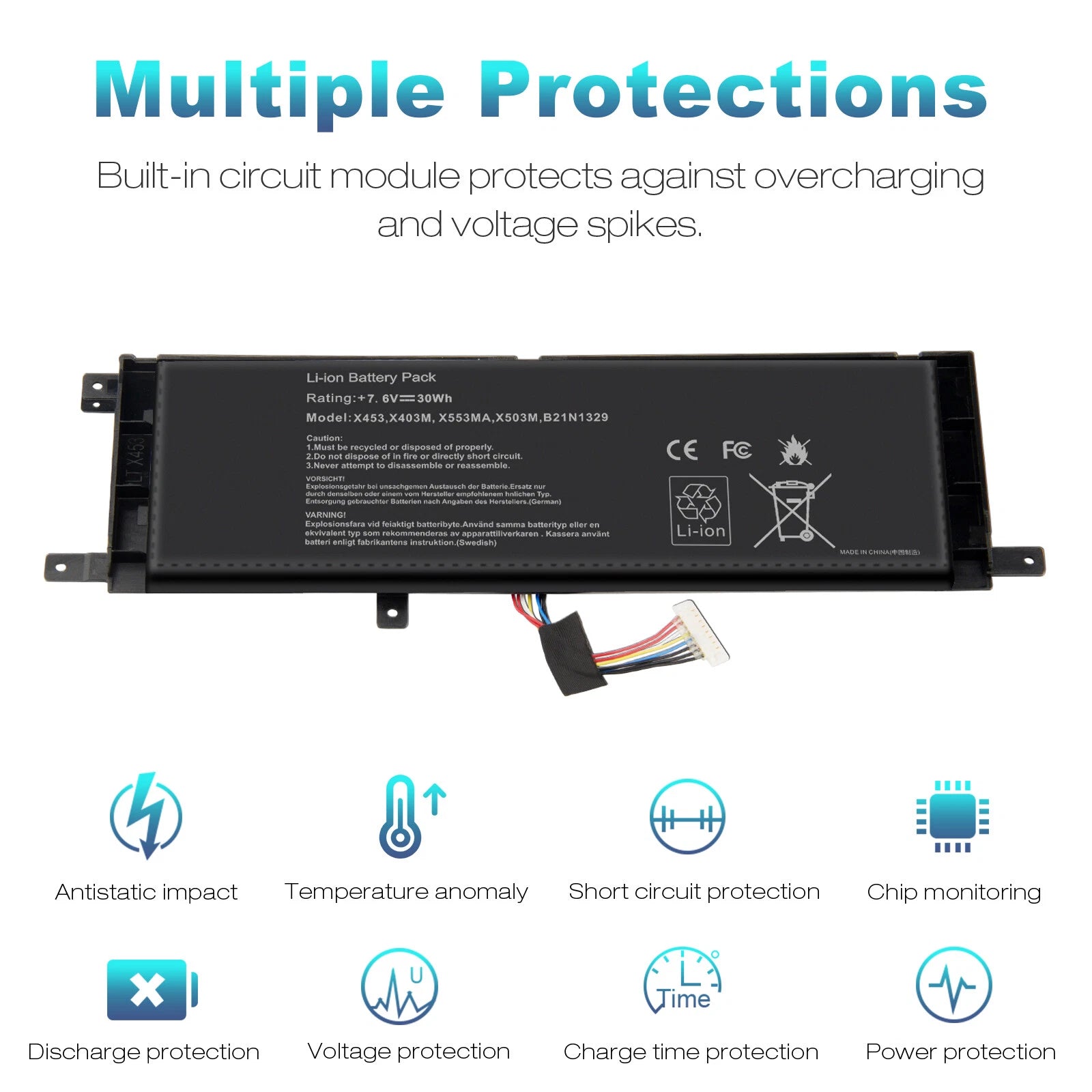 B21N1329 Battery for ASUS D553M F453MA F553M F553MA P553MA R515M X403MA X453 US
