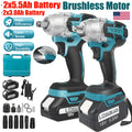 Cordless Impact Wrench Set 1/2" Drive Brushless 2x5.5Ah Battery for Makita 18V