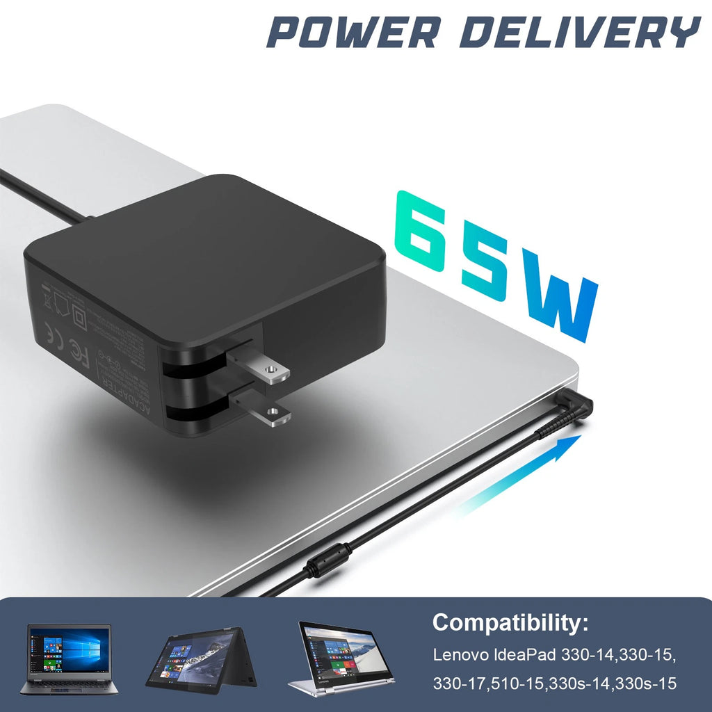 65W Laptop Charger Adapter Power Supply for Lenovo IdeaPad 3 S340 S145 330 320