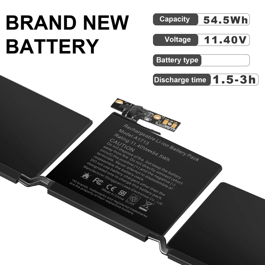 A1713 A1708 Battery For MacBook Pro 13" Late 2016 Mid 2017 EMC 2978 020-00946