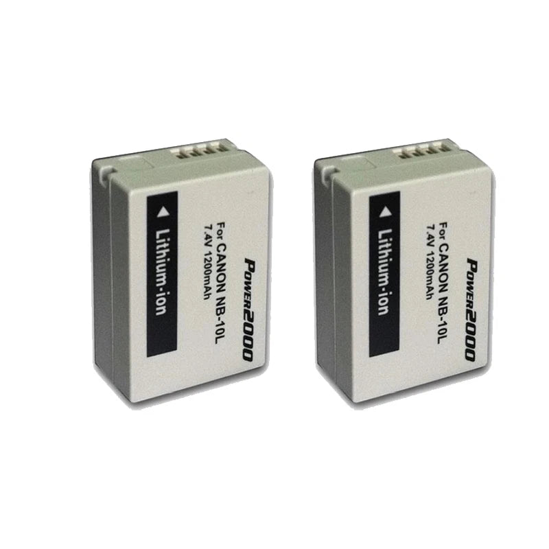 2 Pack Power2000 NB-10L Battery for Canon G1 X, G3 X, SX50 ,SX60, G16, G15,