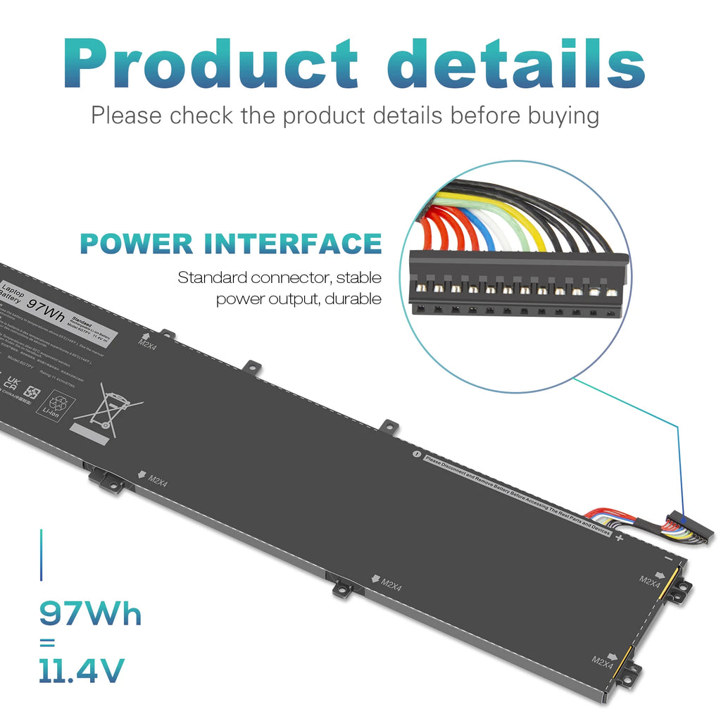 6GTPY Battery for Dell Precision 5510 5520 5530 XPS 15 9570 9560 9550 7590 M5520