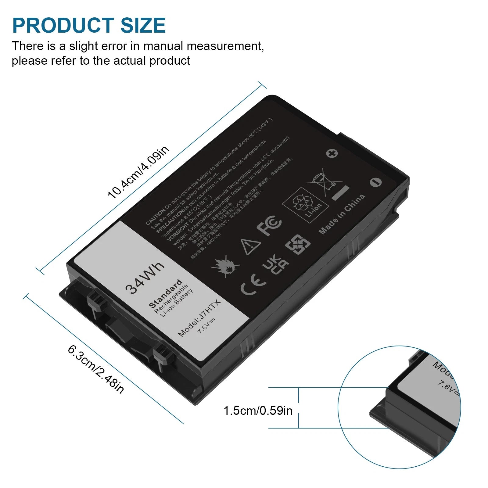 J7HTX BATTERY FOR DELL Latitude 7212 7220 Rugged Tablet Battery 2JT70 FH8RW 34Wh