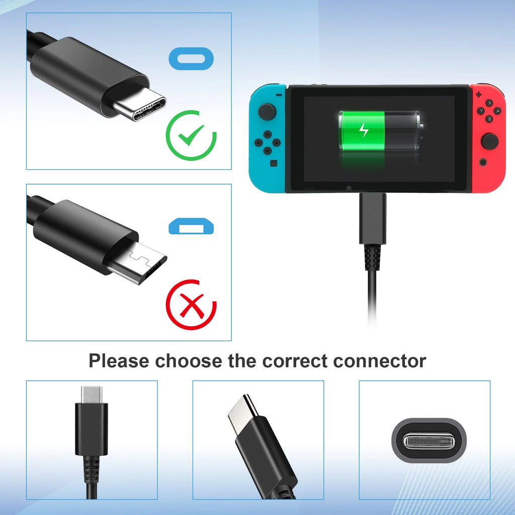 USB C AC Adapter For Nintendo Switch Power Supply Home Wall Travel Charger Cable