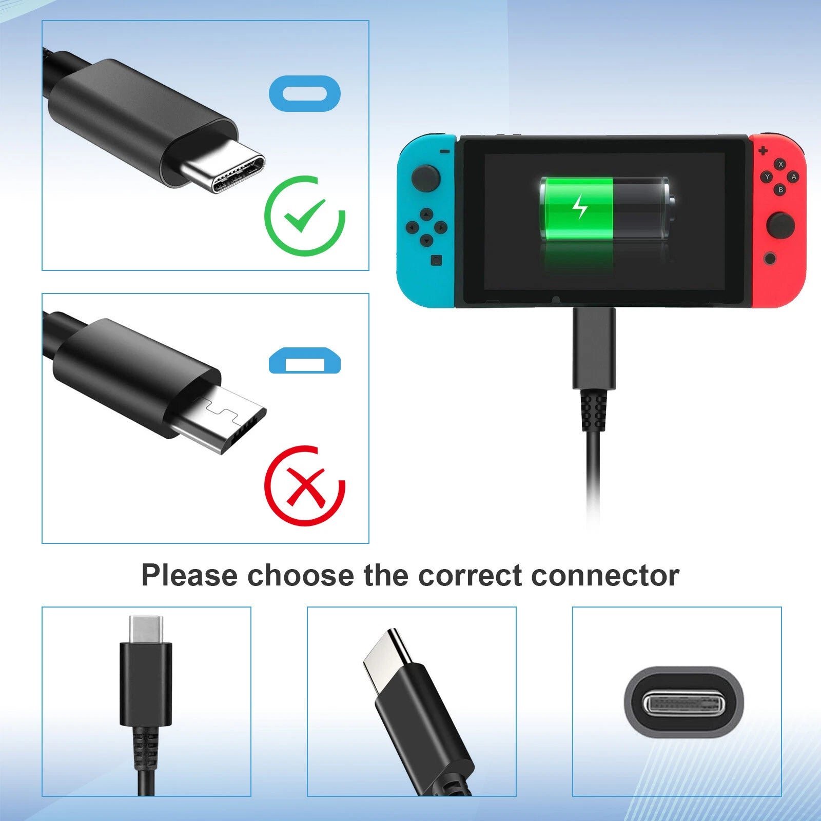 USB C AC Adapter For Nintendo Switch Power Supply Home Wall Travel Charger Cable